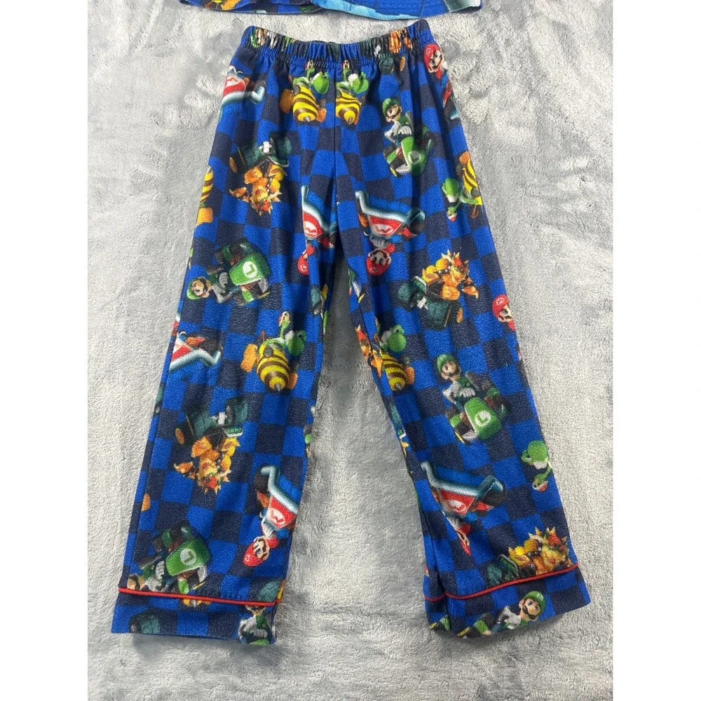 Nintendo Mario Kart Boys Pajama Set Blue Fleece 2PC Mario Luigi Bowser XS 4/5